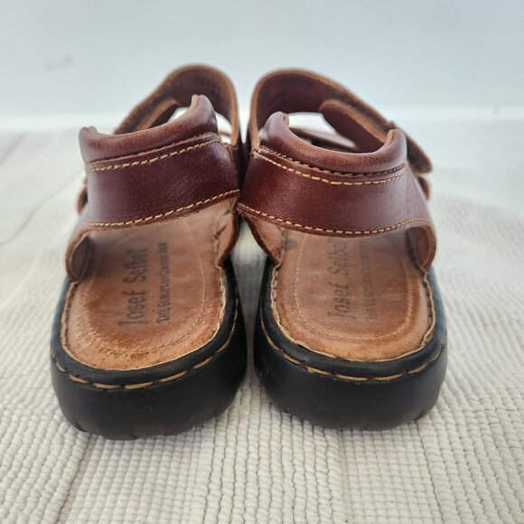Josef Seibel Sandals Womens 39 /8  Slingback Strappy Brown Leather Open Toe - Picture 6 of 11